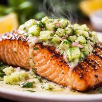 Grilled Salmon with Tangy Cucumber Sauce