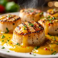 Grilled Scallops with Yellow Pepper Sauce