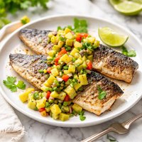Grilled Sea Bass with Mango Kiwi Salsa