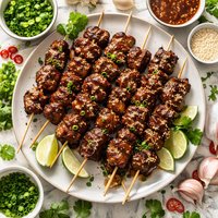 Grilled Sesame Garlic Beef Skewers