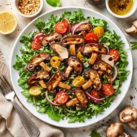 Grilled Shiitake Mushrooms on Arugula