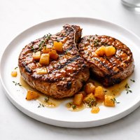 Grilled Spice Rubbed Pork Chops with Peach Glaze