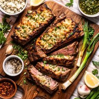 Grilled Steak with Crisp Gorgonzola Crust Scallions