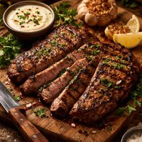 Grilled Steak with Garlic Yogurt Marinade