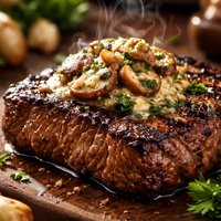 Grilled Steakhouse Sirloin with Garlic Mushroom Butter