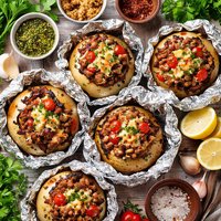 Grilled Stuffed Onions in Their Skins Foil Wrapped