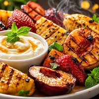 Grilled Summer Fruit with Sweet Yogurt Dip