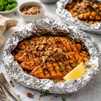Grilled Sweet Potato Packets with Pecan Butter