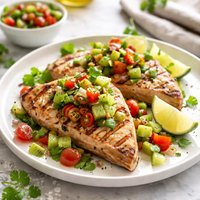 Grilled Swordfish with Kiwi and Tomato Salsa