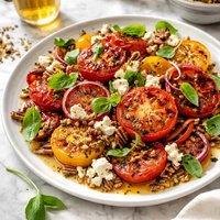 Grilled Tomato and Feta Cheese Salad with Pecan Vinaigrette