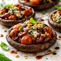 Grilled Tomato Onion and Blue Cheese Stuffed Portabellos