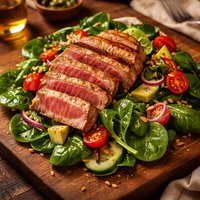 Grilled Tuna on Spinach Salad