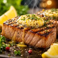 Grilled Tuna Steaks with Lemon Pepper Butter
