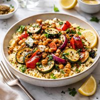 Grilled Vegetables and Chickpeas with Couscous