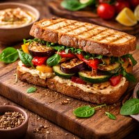 Grilled Veggie and Hummus Sandwich