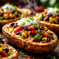 Grilled Veggie Stuffed Potato Skins
