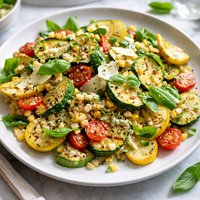 Grilled Zucchini Summer Squash Salad W Basil Parmesan Dressing