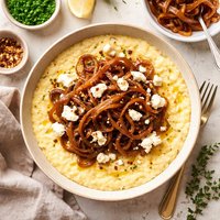 Grits with Caramelized Onions and Goat Cheese