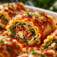 Ground Beef and Spinach Lasagna Rollups