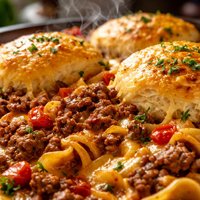 Ground Beef Casserole with Biscuits