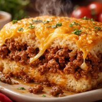 Ground Beef Cheese and Bisquick Layered Casserole