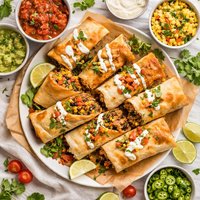 Ground Beef Corn and Black Bean Chimichangas