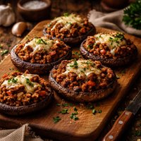 Ground Lamb Stuffed Portabellas