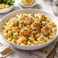 Grown Up Mac Cheese with Bay Scallops