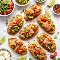 Guacamole Smoked Salmon Bruschetta
