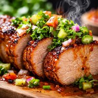 Guava Glazed Pork Tenderloin with Cilantro Jalapeo Salsa