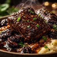 Guinness Braised Boneless Short Ribs with Prunes