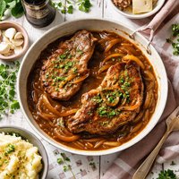 Guinness Chops with Onion Gravy