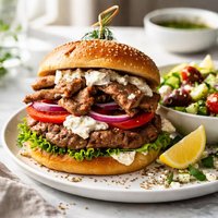 Gyro Burger with Greek Salad