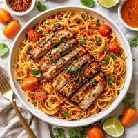 Habanero Grilled Chicken on a Bed of Pasta