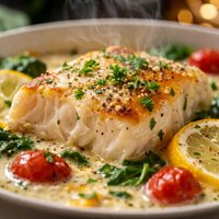 Halibut Baked in Cream