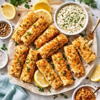 Halibut Fish Sticks with Dill Caper Tartar Sauce