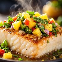 Halibut with Mango and Mint Salsa