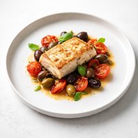 Halibut with Tomatoes and Olives