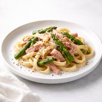 Ham and Asparagus Fettuccine