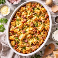 Ham and Cheese Bread Pudding