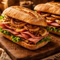 Ham and Grilled Onion Sandwiches