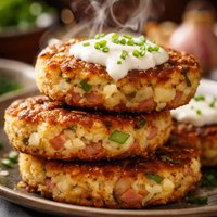 Ham and Potato Patties with Horseradish Sauce