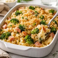 Ham Broccoli Mac N Cheese Casserole