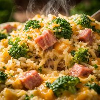 Ham Broccoli Rice and Cheese Casserole