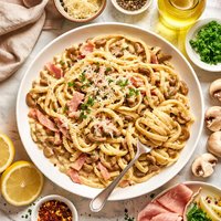 Ham Mushroom Fettuccine