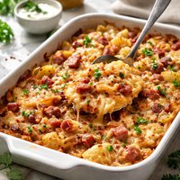 Ham Onion Cheese and Potato Casserole