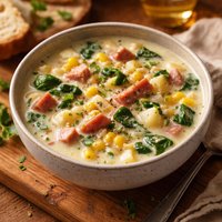 Ham Potato Corn and Spinach Chowder