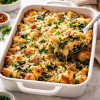 Ham Spinach and Fontina or Gruyere Strata