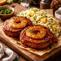 Ham Steaks with Pineapple Rice