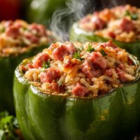 Ham Stuffed Green Bell Peppers